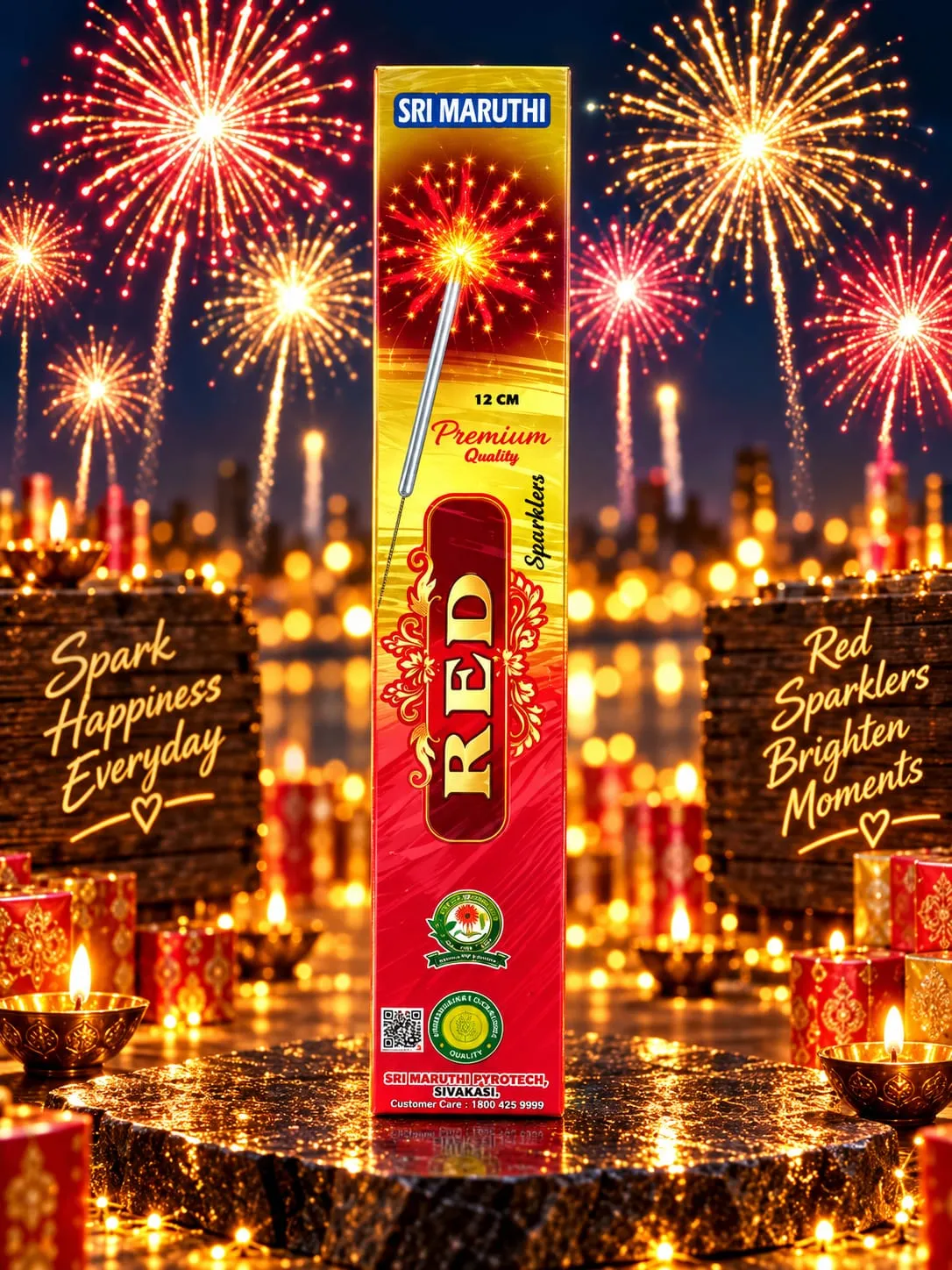 12CM Red Sparklers - Sparklers | AS Pyro Park Sivakasi