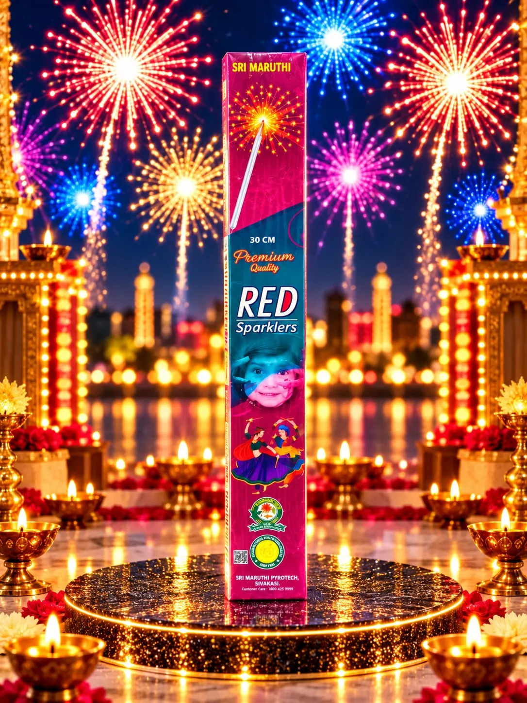 30CM Red Sparklers - Sparklers | AS Pyro Park Sivakasi